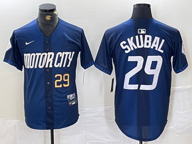 Men Detroit Tigers #29 Skubal Blue City Edition Nike 2024 MLB Jersey style 2->dallas cowboys->NFL Jersey